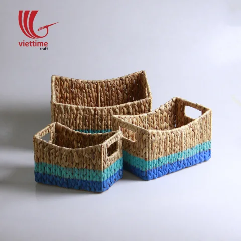 Dipped Colorful Water Hyacinth Basket Set