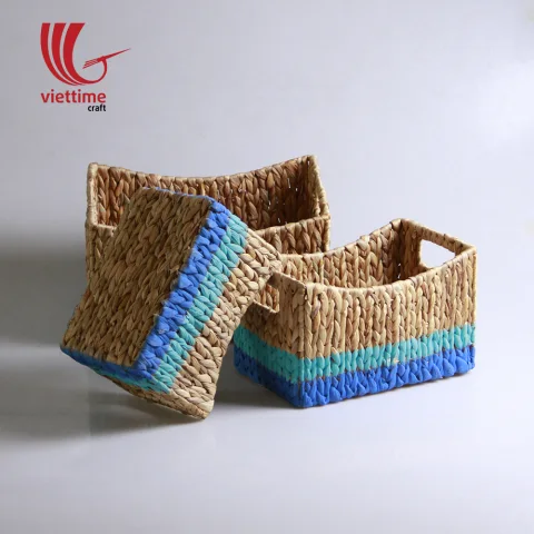 Dipped Colorful Water Hyacinth Basket Set