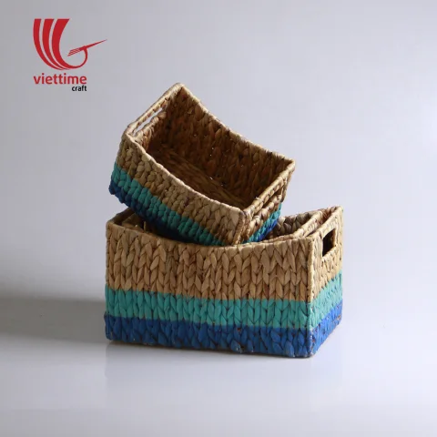 Dipped Colorful Water Hyacinth Basket Set