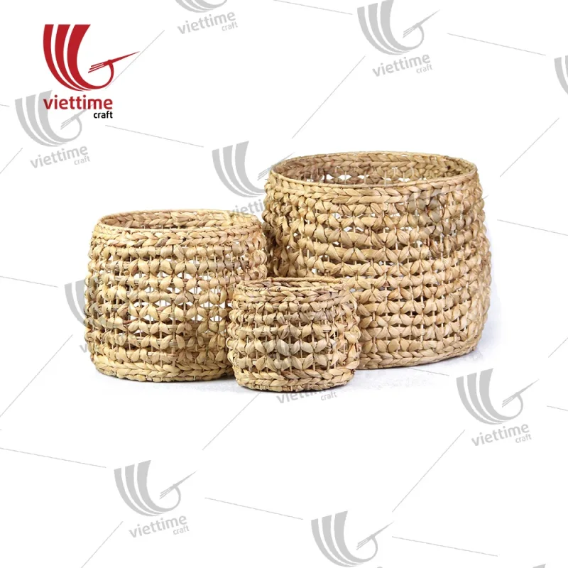 Small Round Water Hyacinth Storage Set