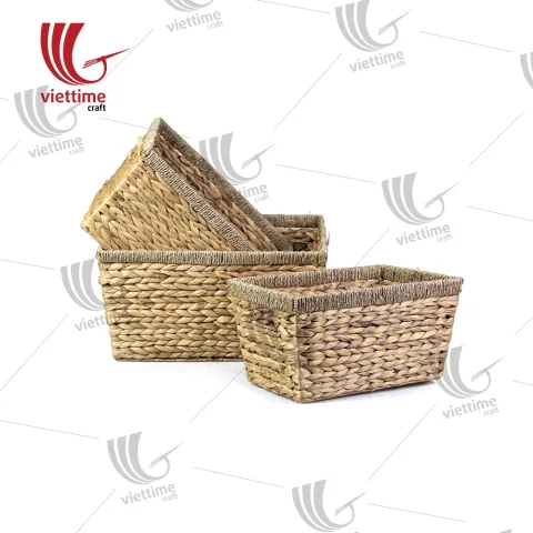 Rattan Export intrecciato a mano giacinto d'acqua set di cesti portaoggetti - REX-B00022