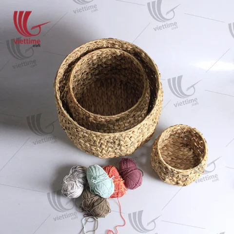 Rattan Export Round Water Hyacinth Storage Set Of 3 - REX-B00033
