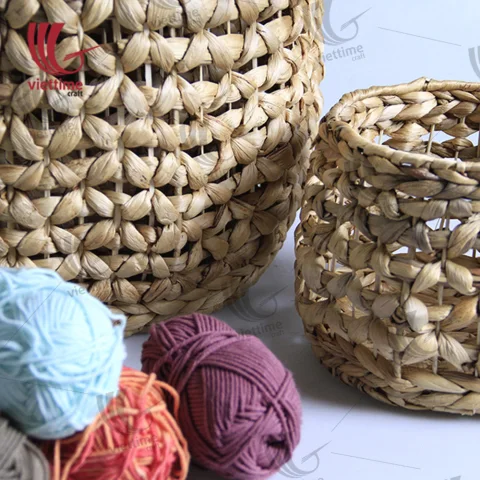 Round Water Hyacinth Storage Set Of 3