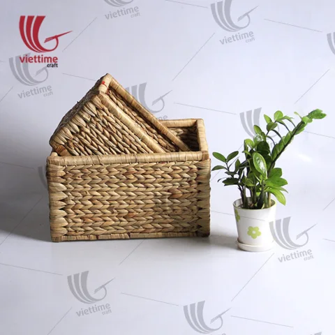 Useful Water Hyacinth Storage Basket Set Of 2