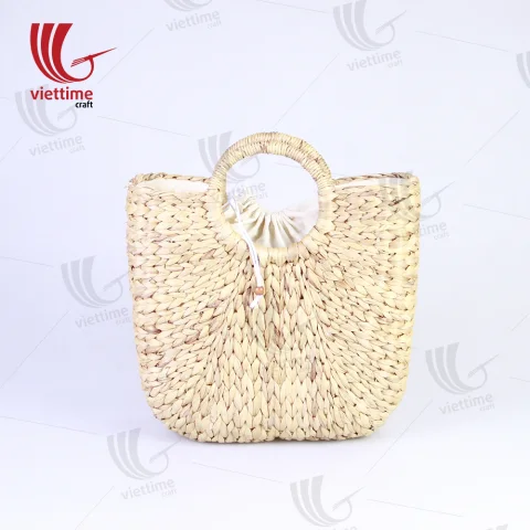 Water Hyacinth HandBag With Drawstring Closure