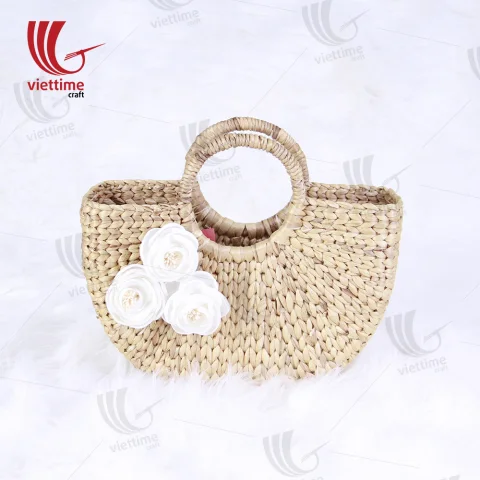 Attached White Flower Water Hyacinth HandBag