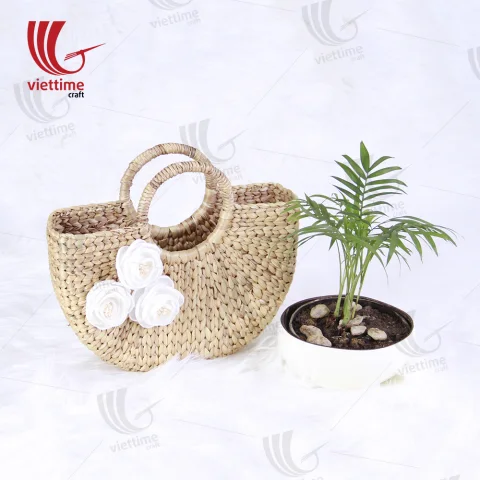 Attached White Flower Water Hyacinth HandBag