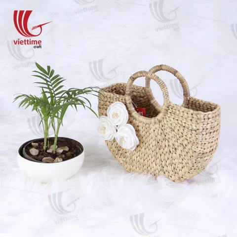 Attached White Flower Water Hyacinth HandBag
