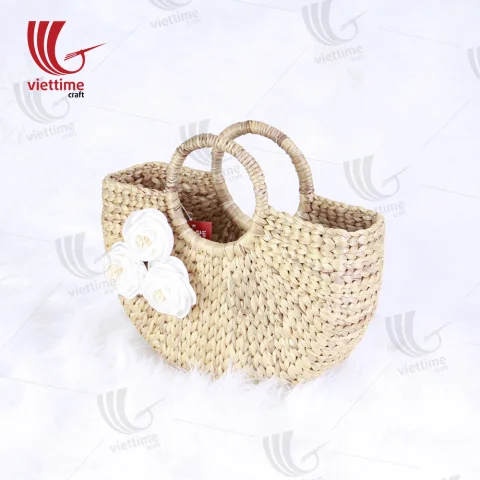 Attached White Flower Water Hyacinth HandBag
