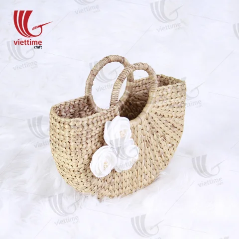 Attached White Flower Water Hyacinth HandBag