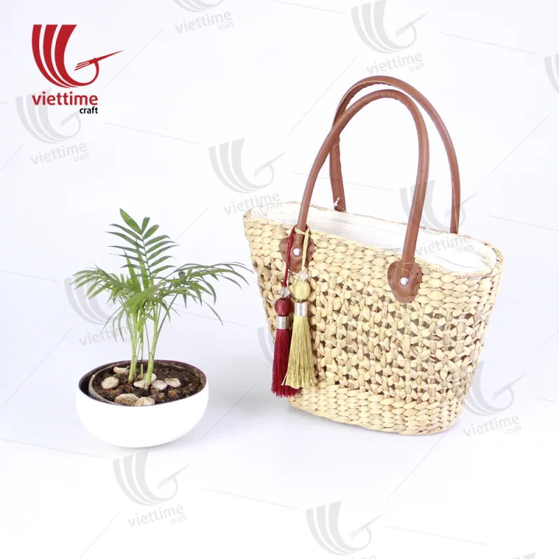 Water Hyacinth HandBag With Tassel