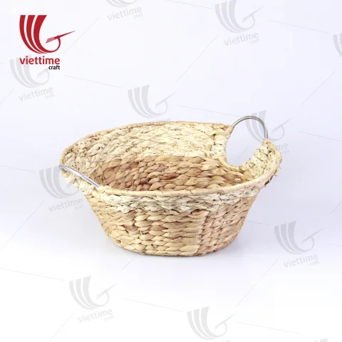 Round Water Hyacinth Basket With Handle