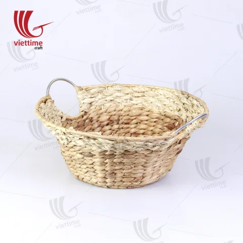 Round Water Hyacinth Basket With Handle