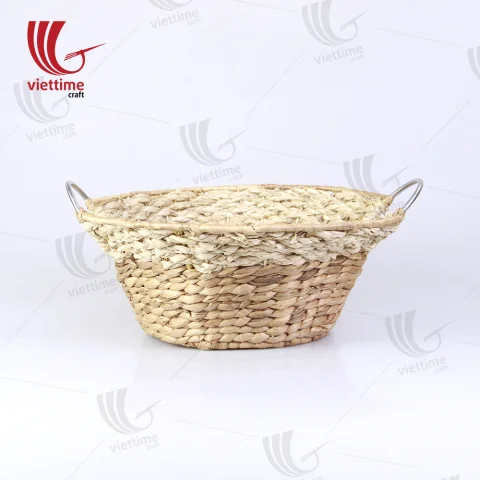 Round Water Hyacinth Basket With Handle