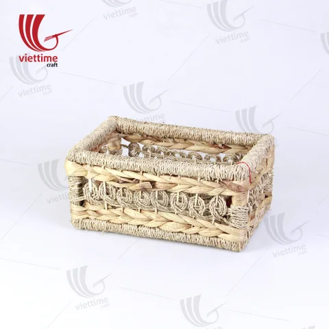 Water Hyacinth Basket With Seagrass Set Of 2