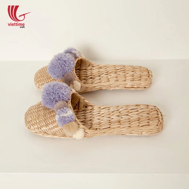 Water Hyacinth Slipper With Pompom