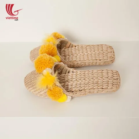 Water Hyacinth Slipper With Pompom