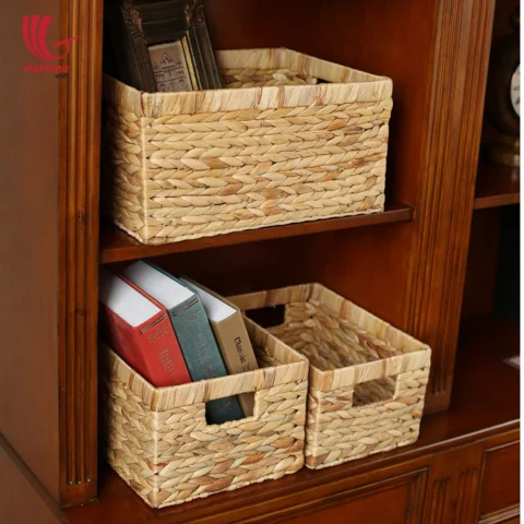Water Hyacinth Basket With Handle Set Of 3