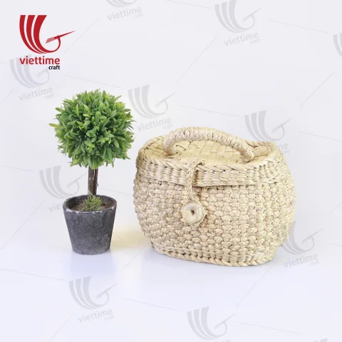 Square Straw Clutch Made From Water Hyacinth