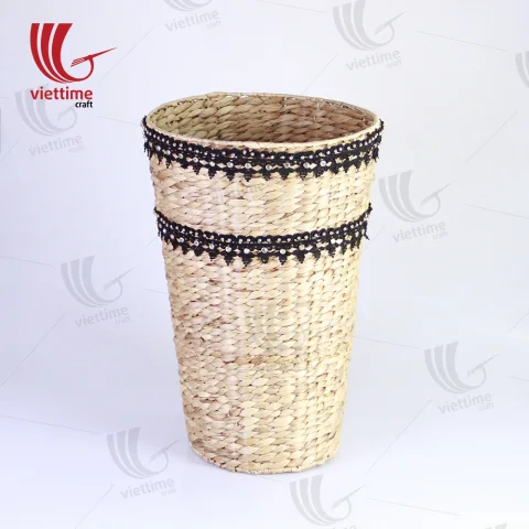 Rattan Export High Water Hyacinth Basket With Lace Fabric - REX-B00102