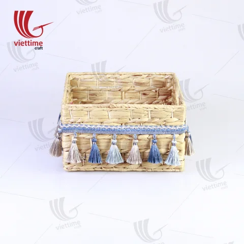 Water Hyacinth Basket With Tassel Set Of 3