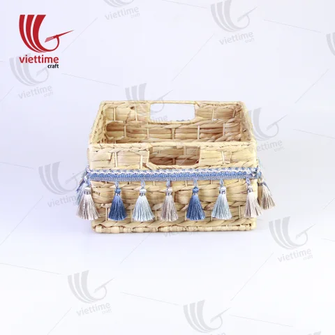 Water Hyacinth Basket With Tassel Set Of 3