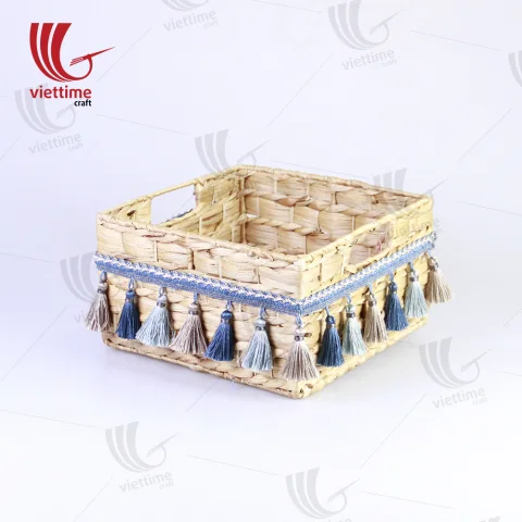 Water Hyacinth Basket With Tassel Set Of 3