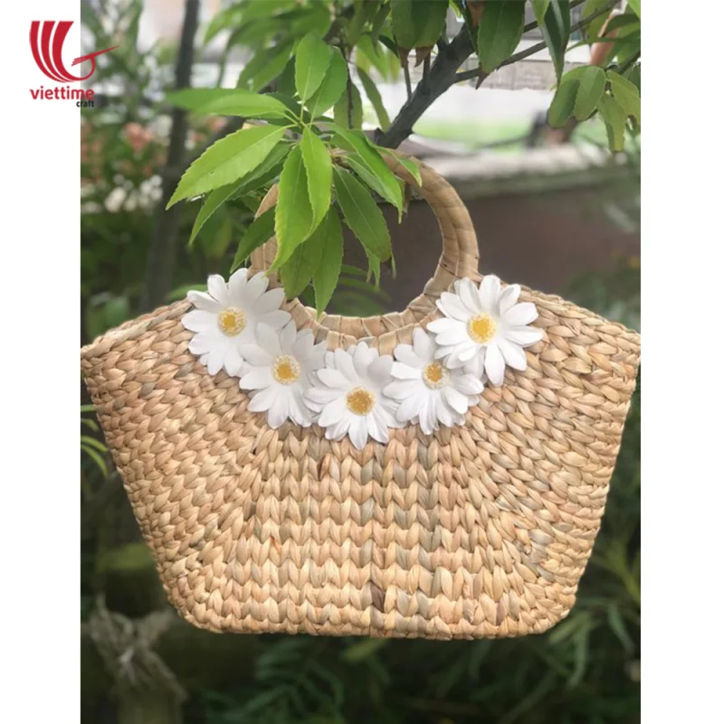 White Daisy Water Hyacinth HandBag Wholesale