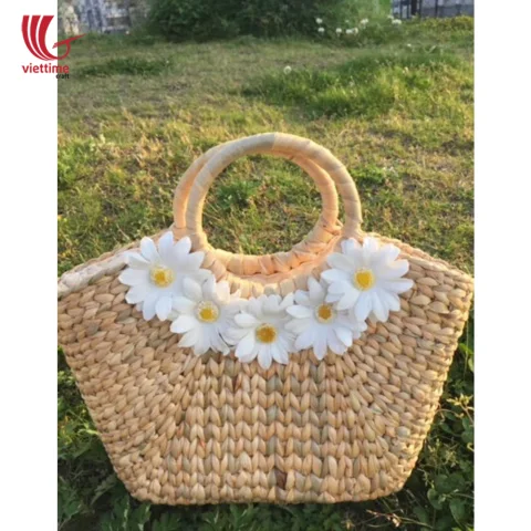 White Daisy Water Hyacinth HandBag Wholesale