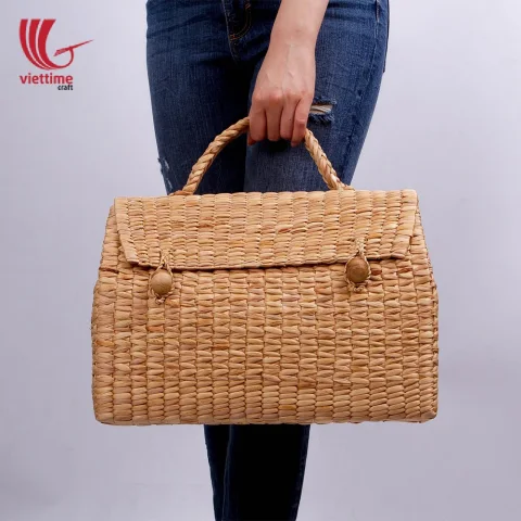Water Hyacinth HandBag With 2 Brown Buttons