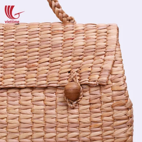 Water Hyacinth HandBag With 2 Brown Buttons