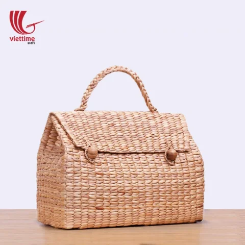 Water Hyacinth HandBag With 2 Brown Buttons