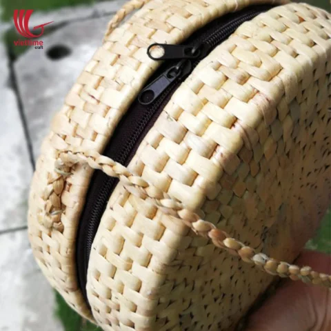 Round Woven Water Hyacinth Shoulder Bag