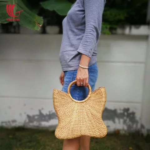 Natural Water Hyacinth Wicker Butterfly Handbag