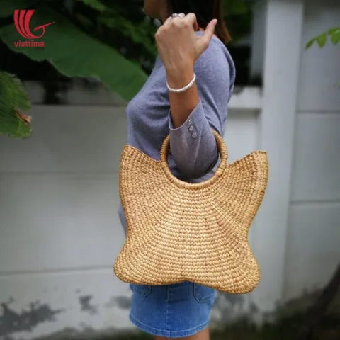 Natural Water Hyacinth Wicker Butterfly Handbag
