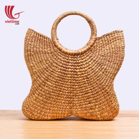 Natural Water Hyacinth Wicker Butterfly Handbag