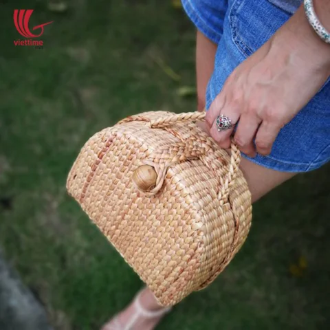 Box Shaped Water Hyacinth Clutch Bag