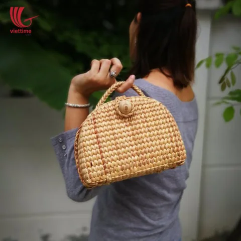 Box Shaped Water Hyacinth Clutch Bag