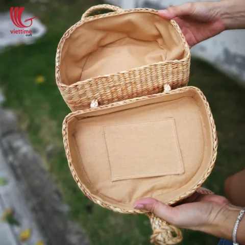 Box Shaped Water Hyacinth Clutch Bag