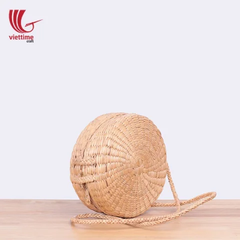 Round Water Hyacinth Wicker Shoulder Bag