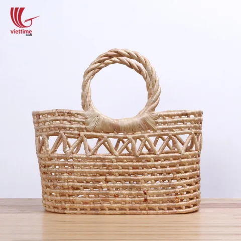 Water Hyacinth Wicker Tote Bag For Shopping