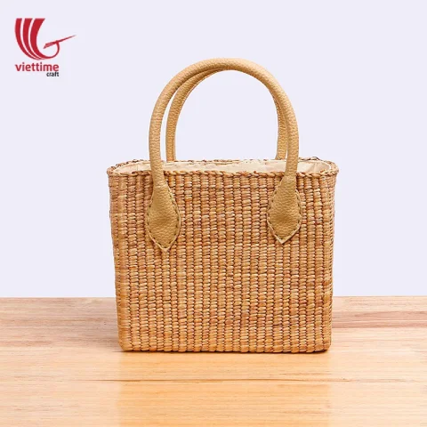 Nice Water Hyacinth Handbag With Leather