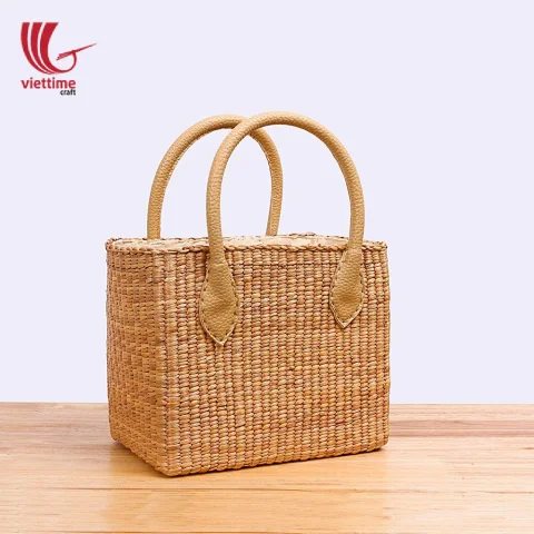 Nice Water Hyacinth Handbag With Leather