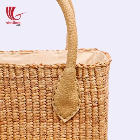 Nice Water Hyacinth Handbag With Leather