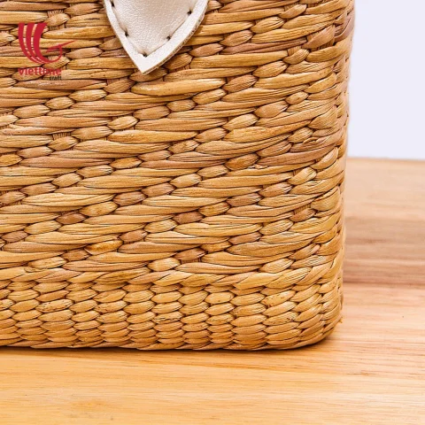 Water Hyacinth HandBag With White Leather