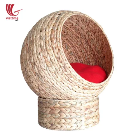 Woven Water Hyacinth Cat Dome Bed