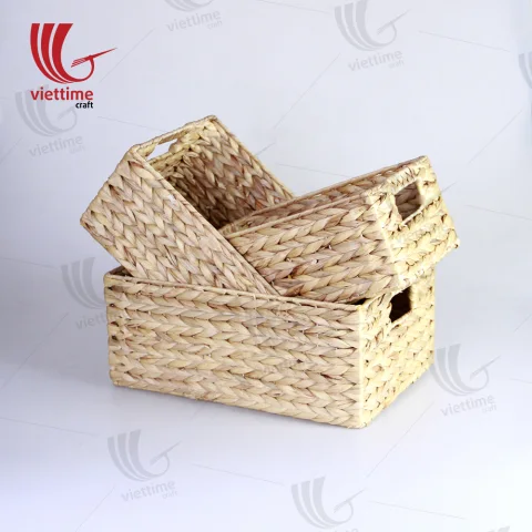 Traditional Water Hyacinth Basket Set Of 3