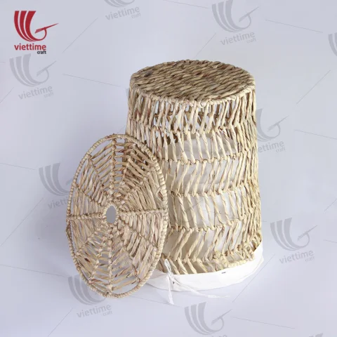 Water Hyacinth Laundry Basket With Fabric Inside