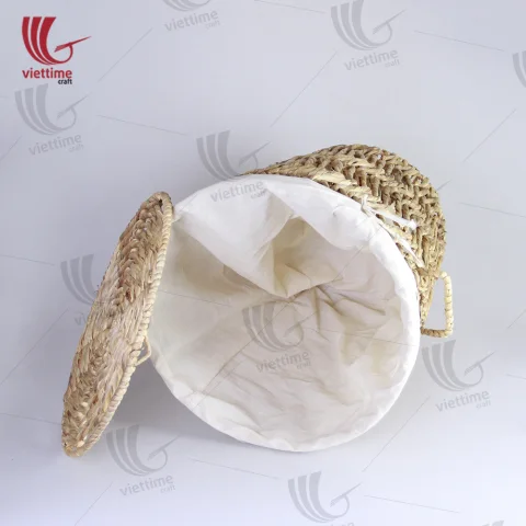 Water Hyacinth Laundry Basket With Fabric Inside