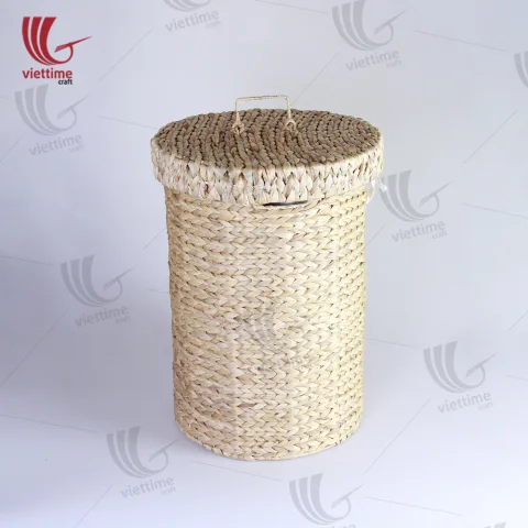 Water Hyacinth Wicker Laundry With Fabric Inside